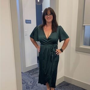 Elegant Green Wrap Dress